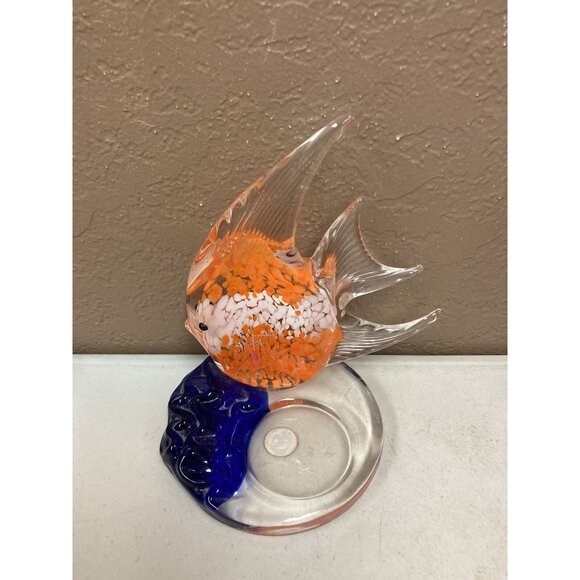 PartyLite Bermuda Tropical Fish Orange Glass Tealight Holder 5 3/4” - Picture 2 of 9